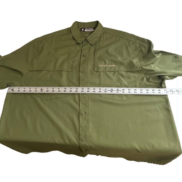 Southern Legends XL Green Button-Up Outdoor Shirt Lightweight Long Sleeve - Picture 6 of 8
